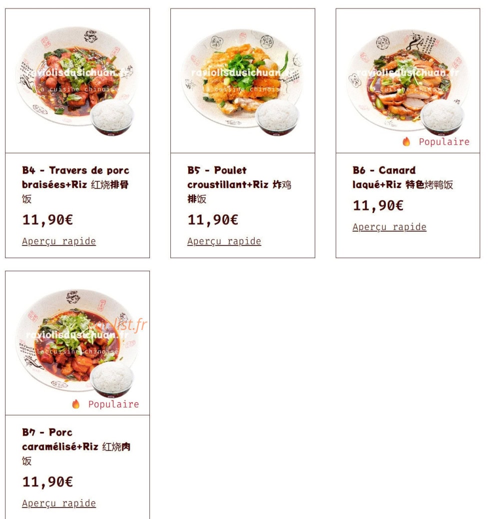 Raviolis du sichuan — carte page 9