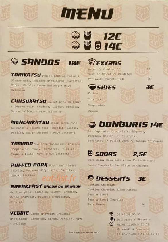 Sando Club — carte page 1