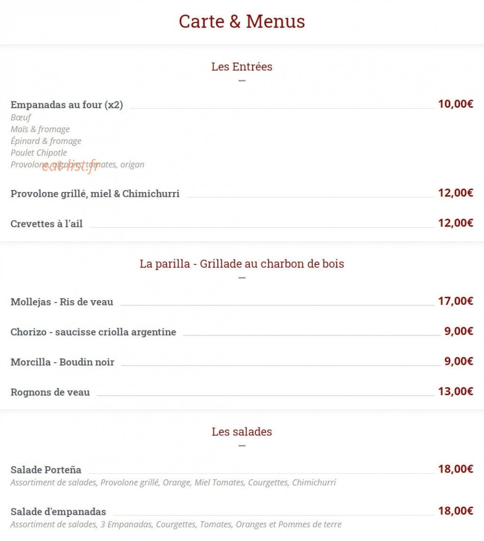 Santa Carne — carte page 1