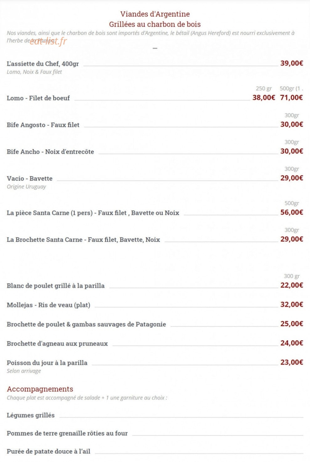 Santa Carne — carte page 2