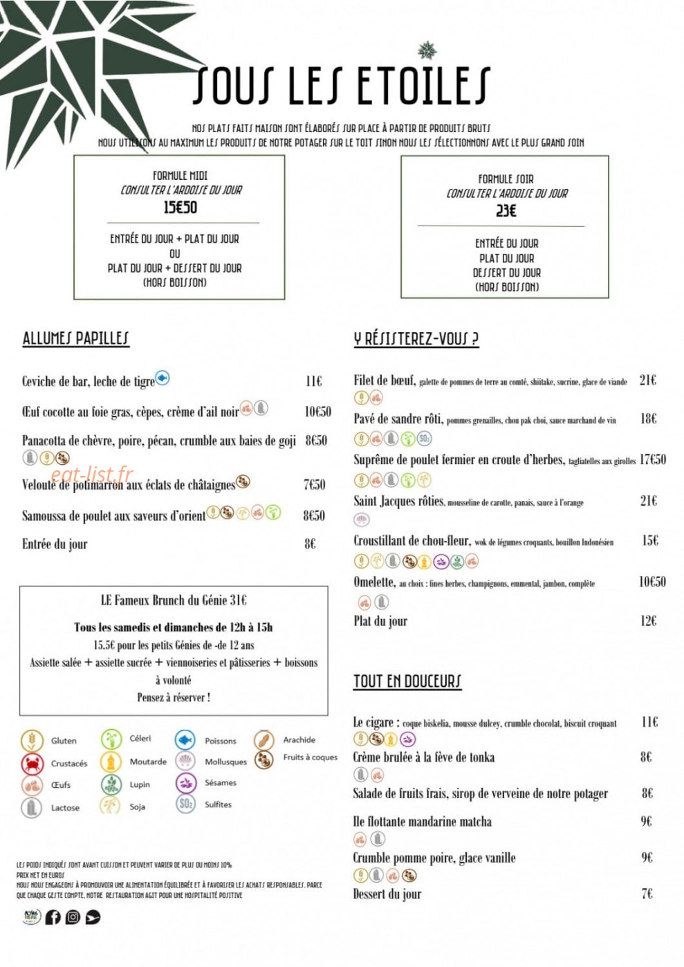 Sous Les Etoiles — carte page 1