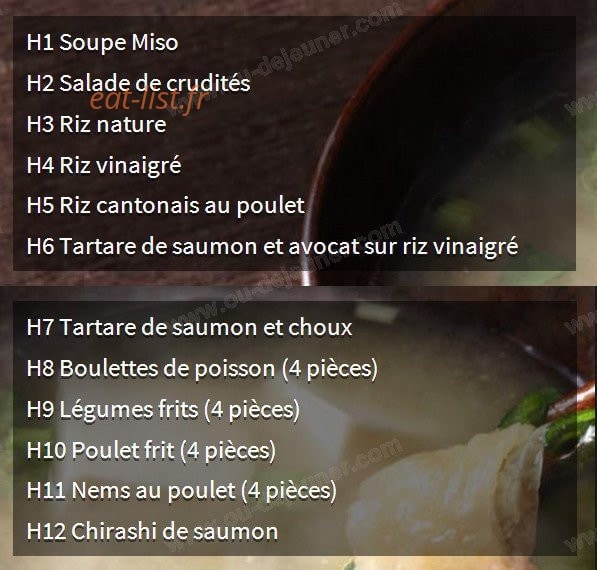 Sushi Buffet — carte page 1