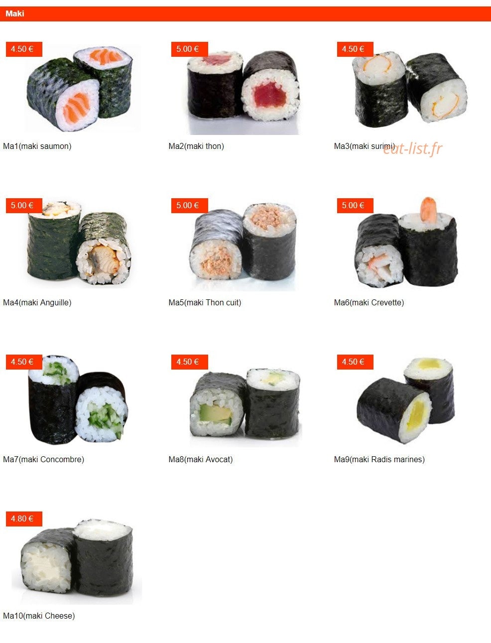 Sushi Room — carte page 16