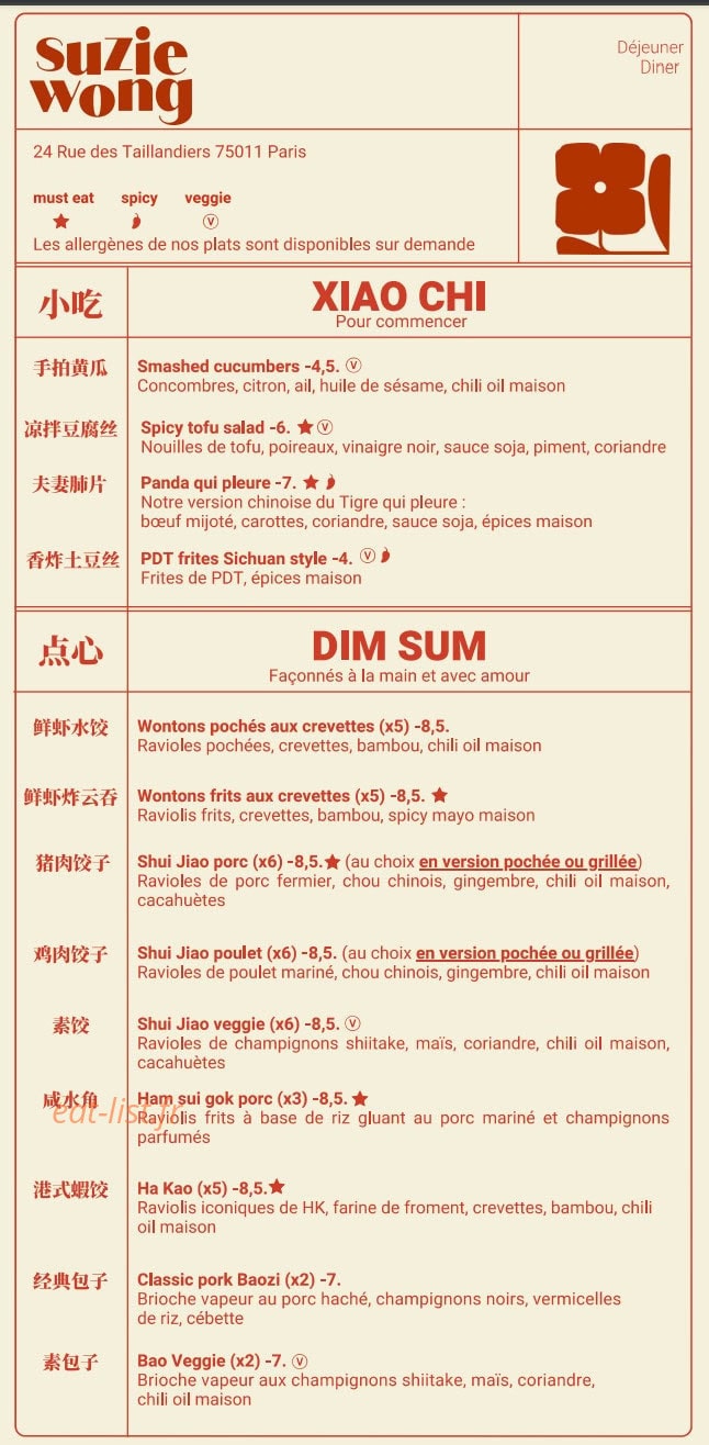 Suzie Wong — carte page 1