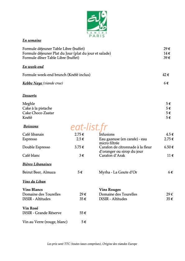 Tawlet — carte page 1