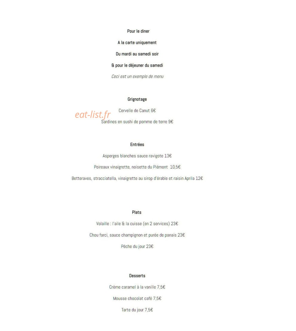 Terre Restaurant — carte page 3