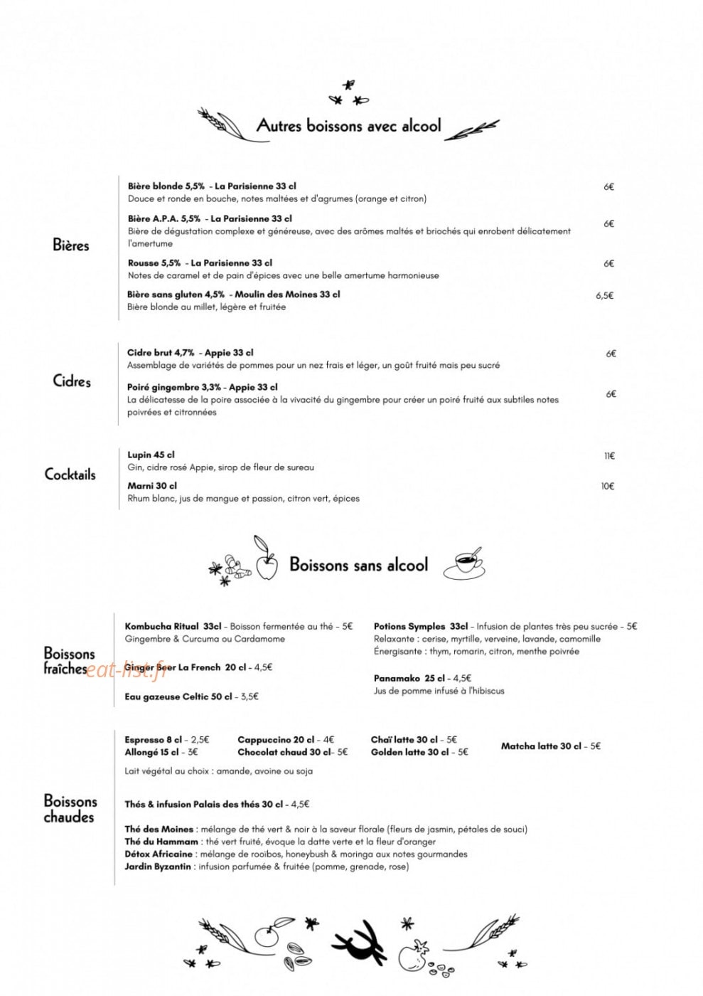 The friendly kitchen — carte page 3