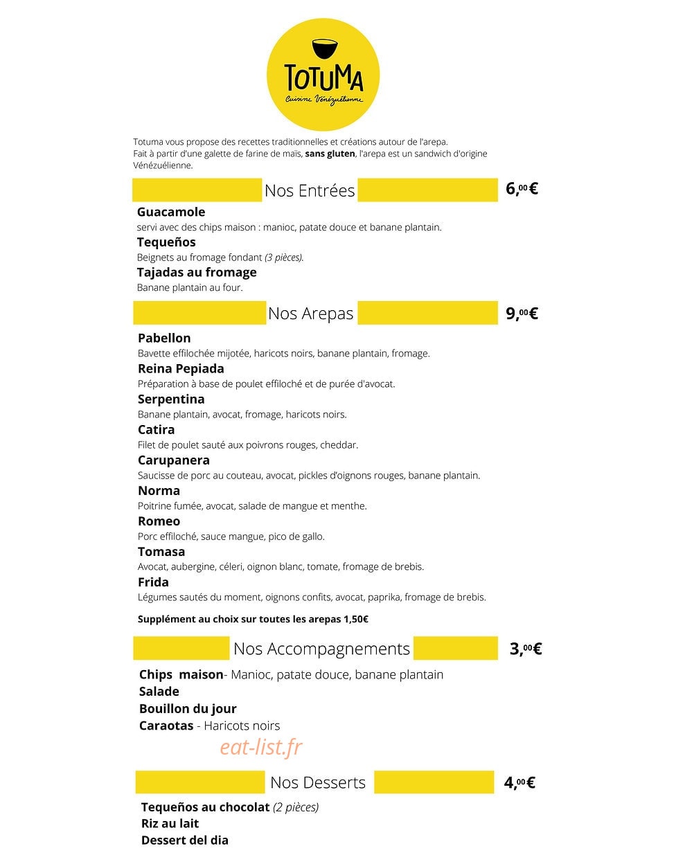 Totuma — carte page 2