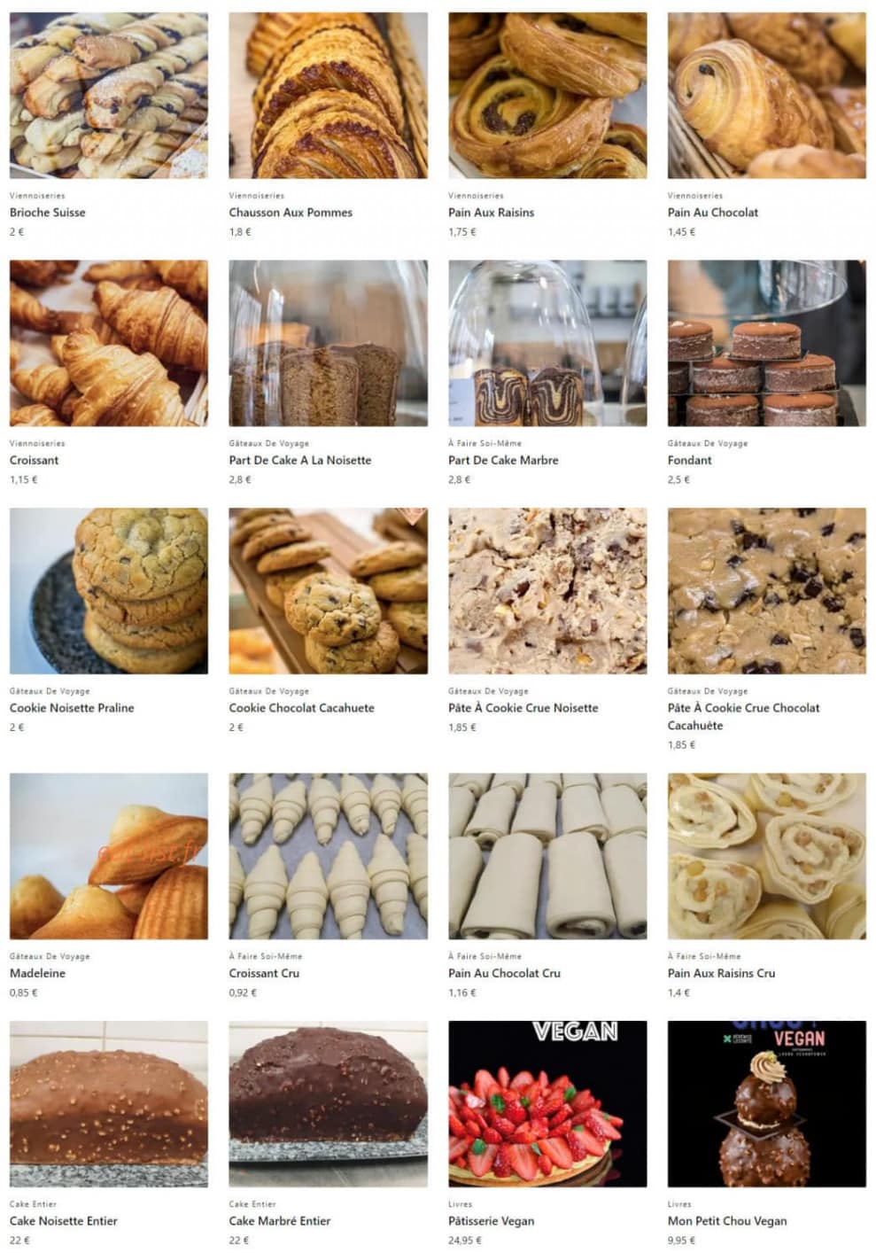 VG Pâtisserie — carte page 2