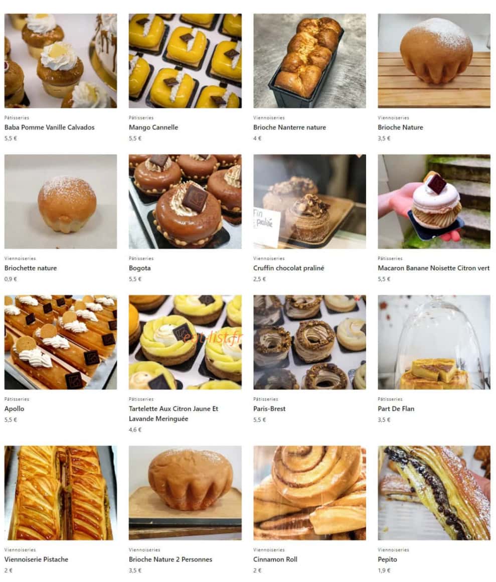 VG Pâtisserie — carte page 1