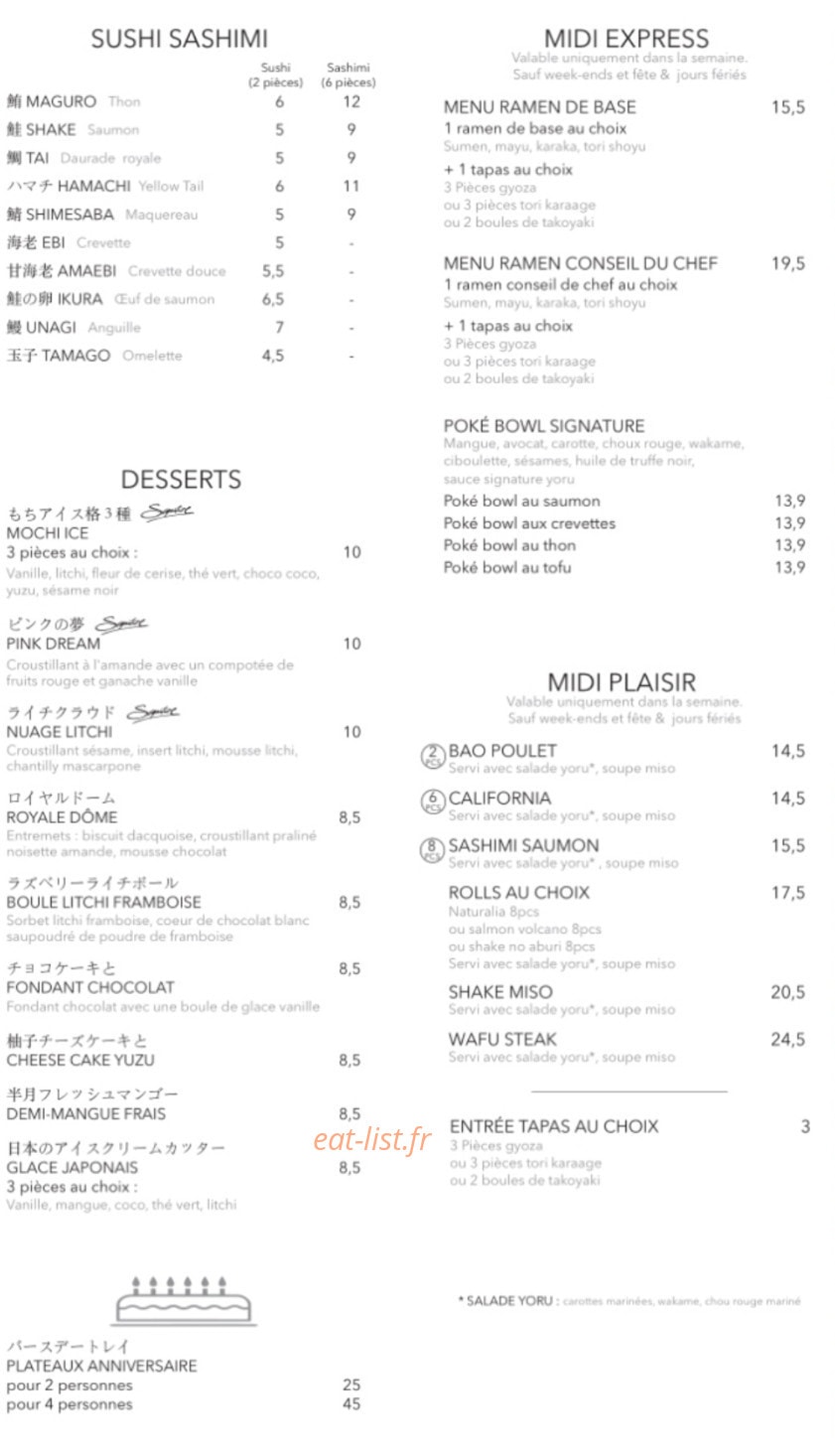 Yoru Paris — carte page 1