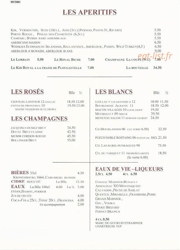 A la Biche au Bois — carte page 4
