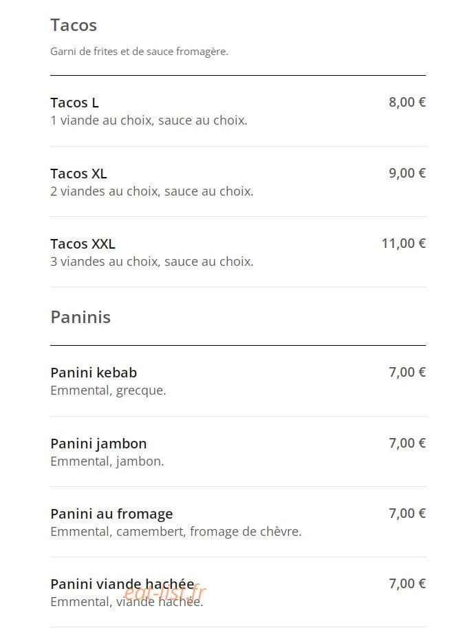 All time food — carte page 5