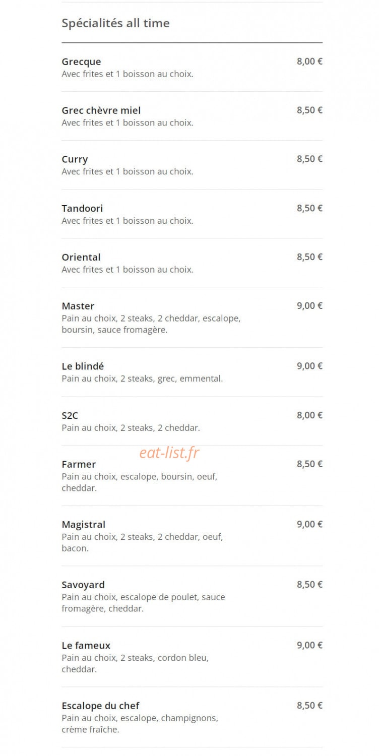 All time food — carte page 2