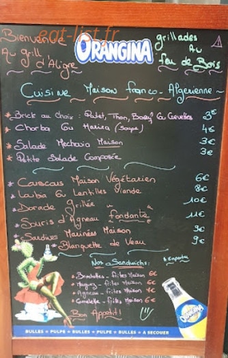 Au Grill D' Aligre — carte page 1