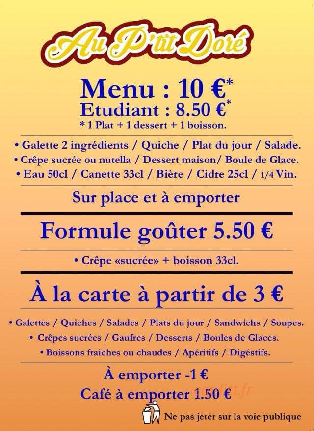 Au p'tit doré — carte page 1