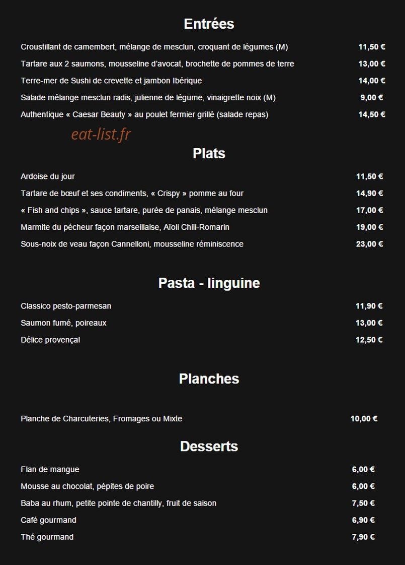 Au Petit clin d’œil — carte page 1