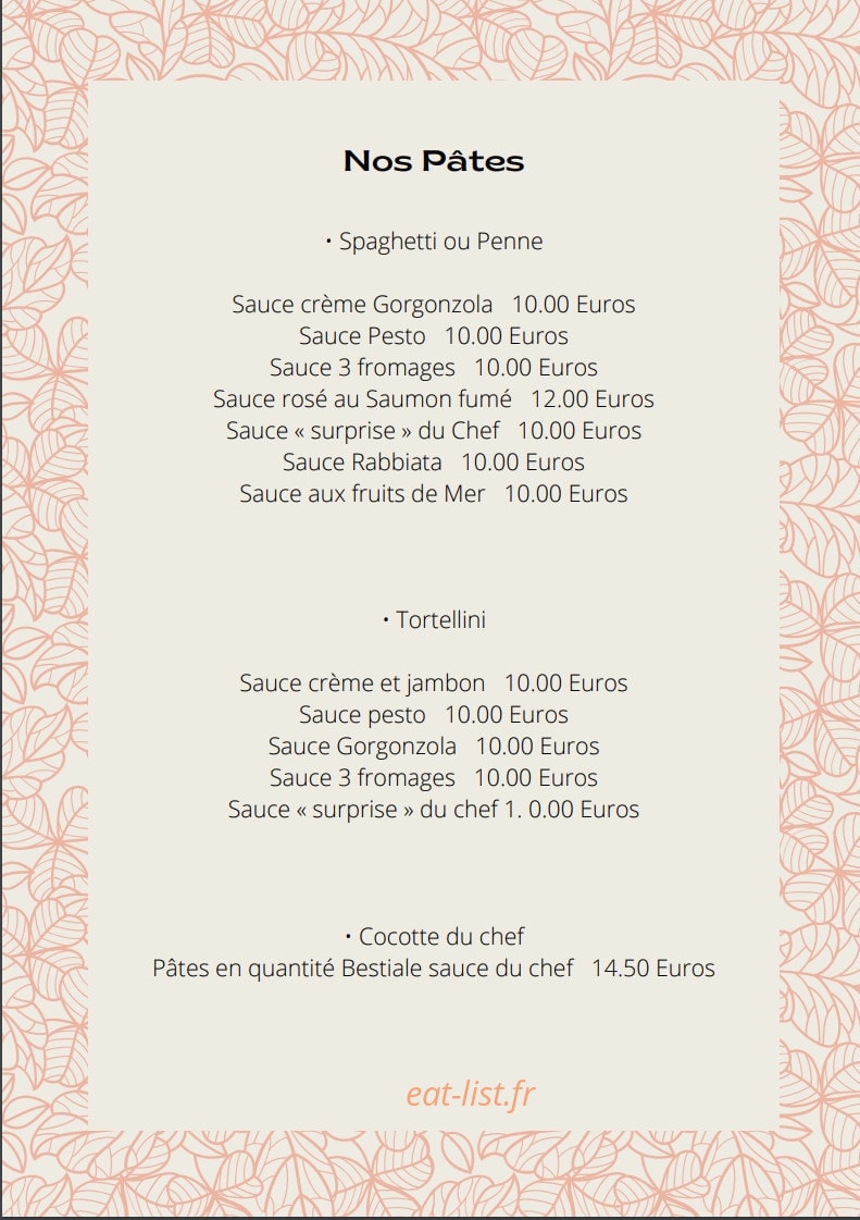 Au Tramway — carte page 1