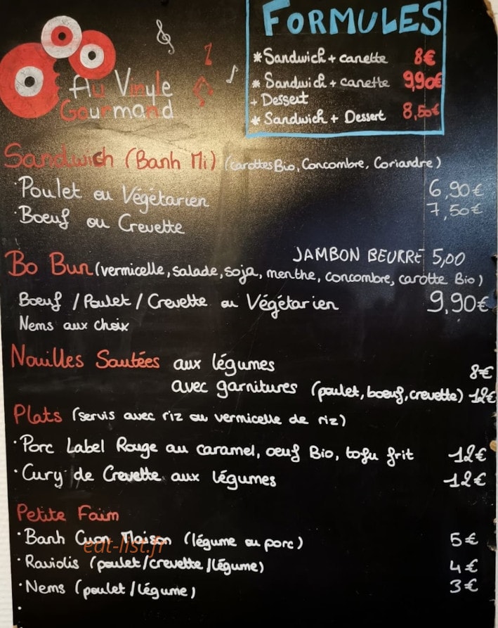 Au Vinyle Gourmand — carte page 1