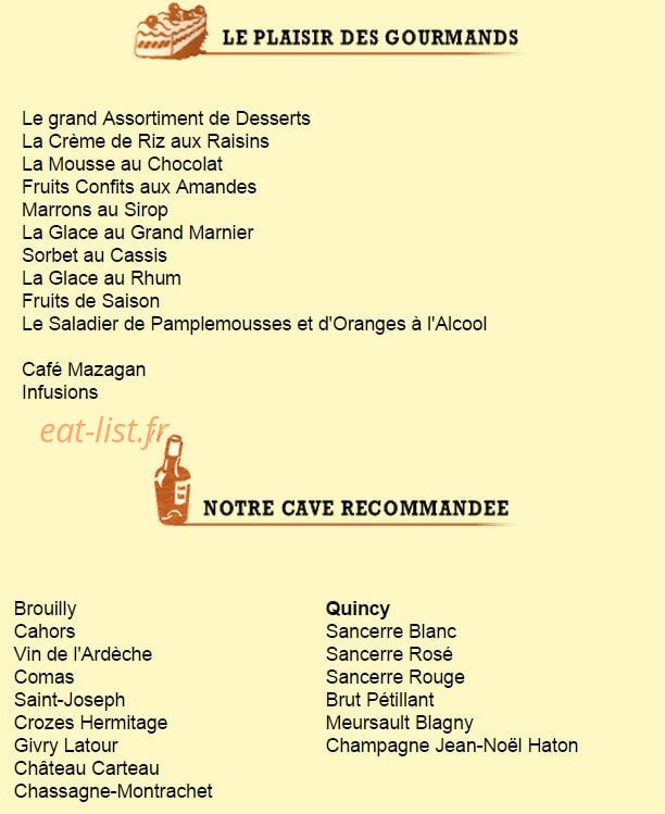Auberge Le Quincy — carte page 3