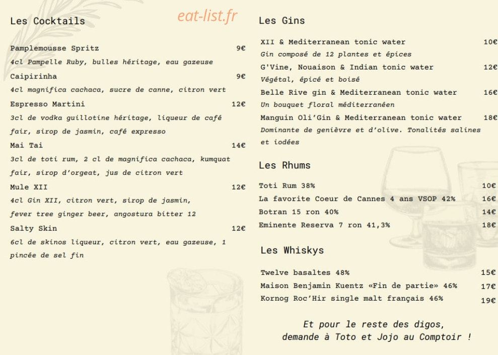 Bamboche Comptoir — carte page 6