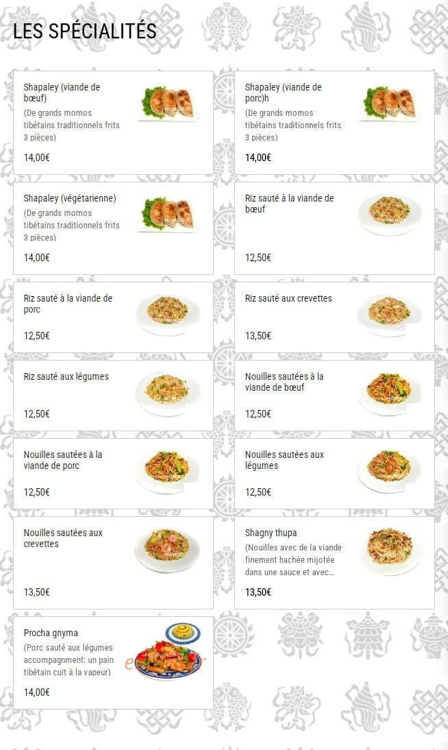 Bar à momos — carte page 3