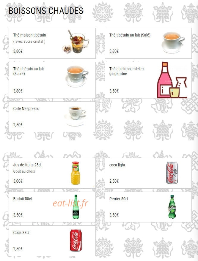Bar à momos — carte page 6