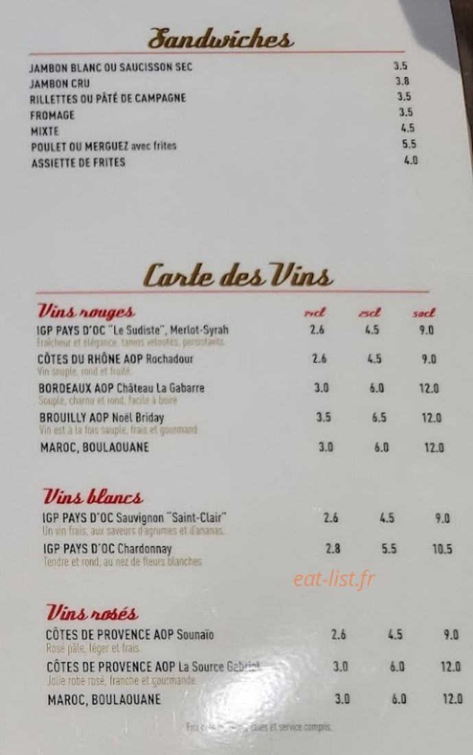Bar des Sports — carte page 2