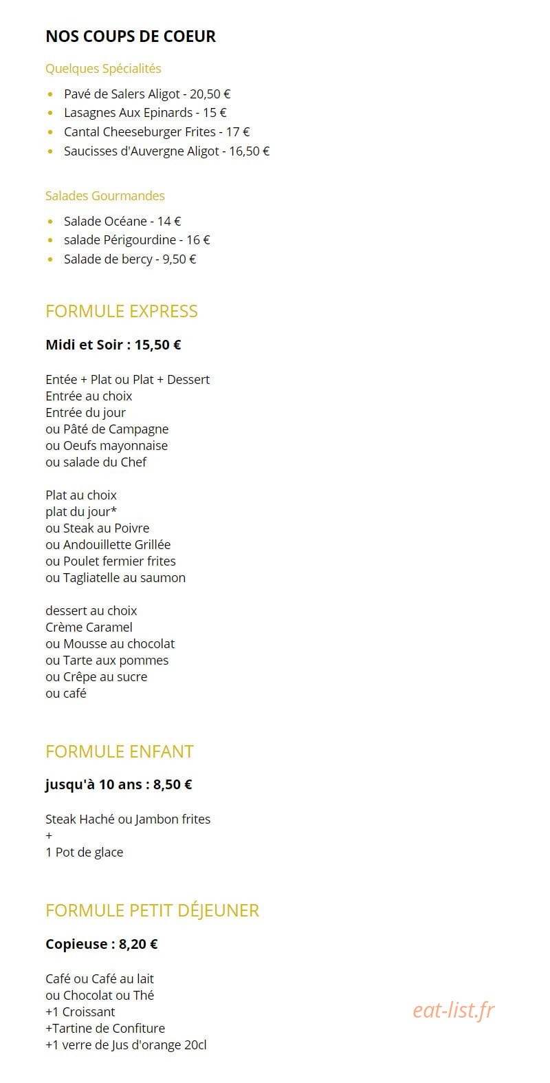 Bercy Café — carte page 1