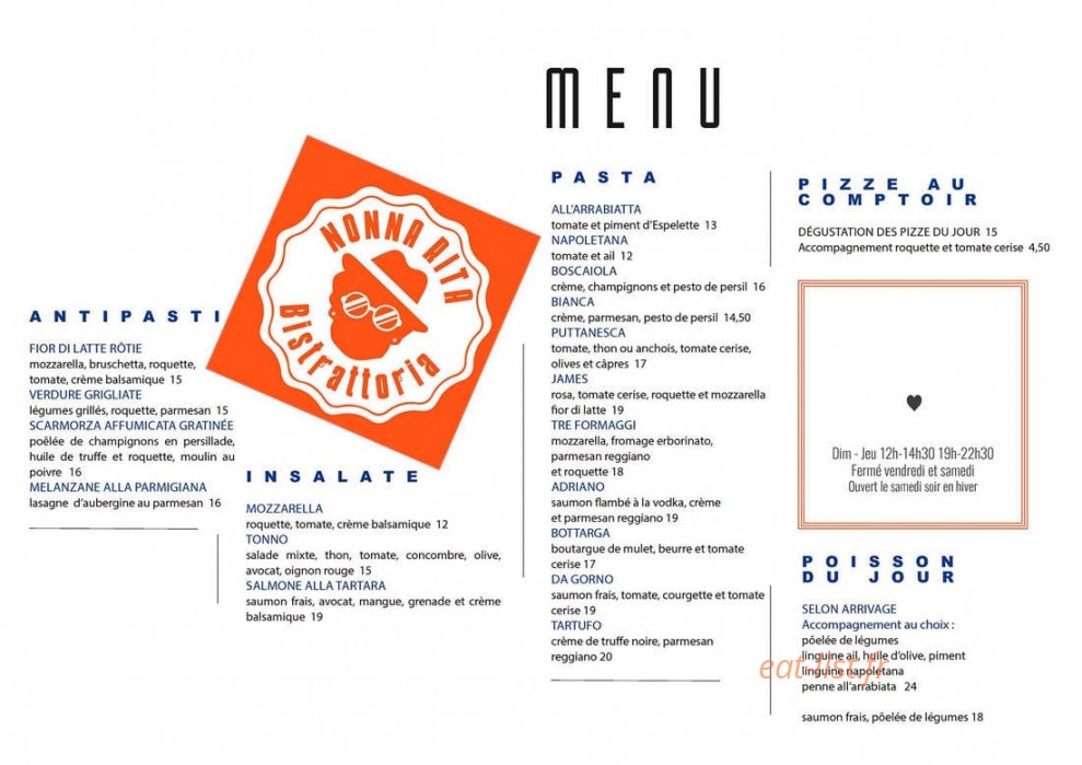 Bistrattoria Nonna Rita — carte page 1