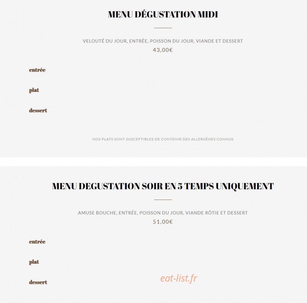 Bistro S — carte page 2