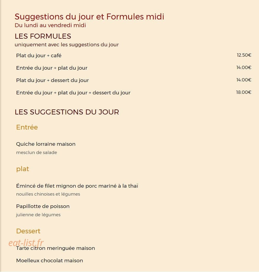 Bistrot Wattignies — carte page 1