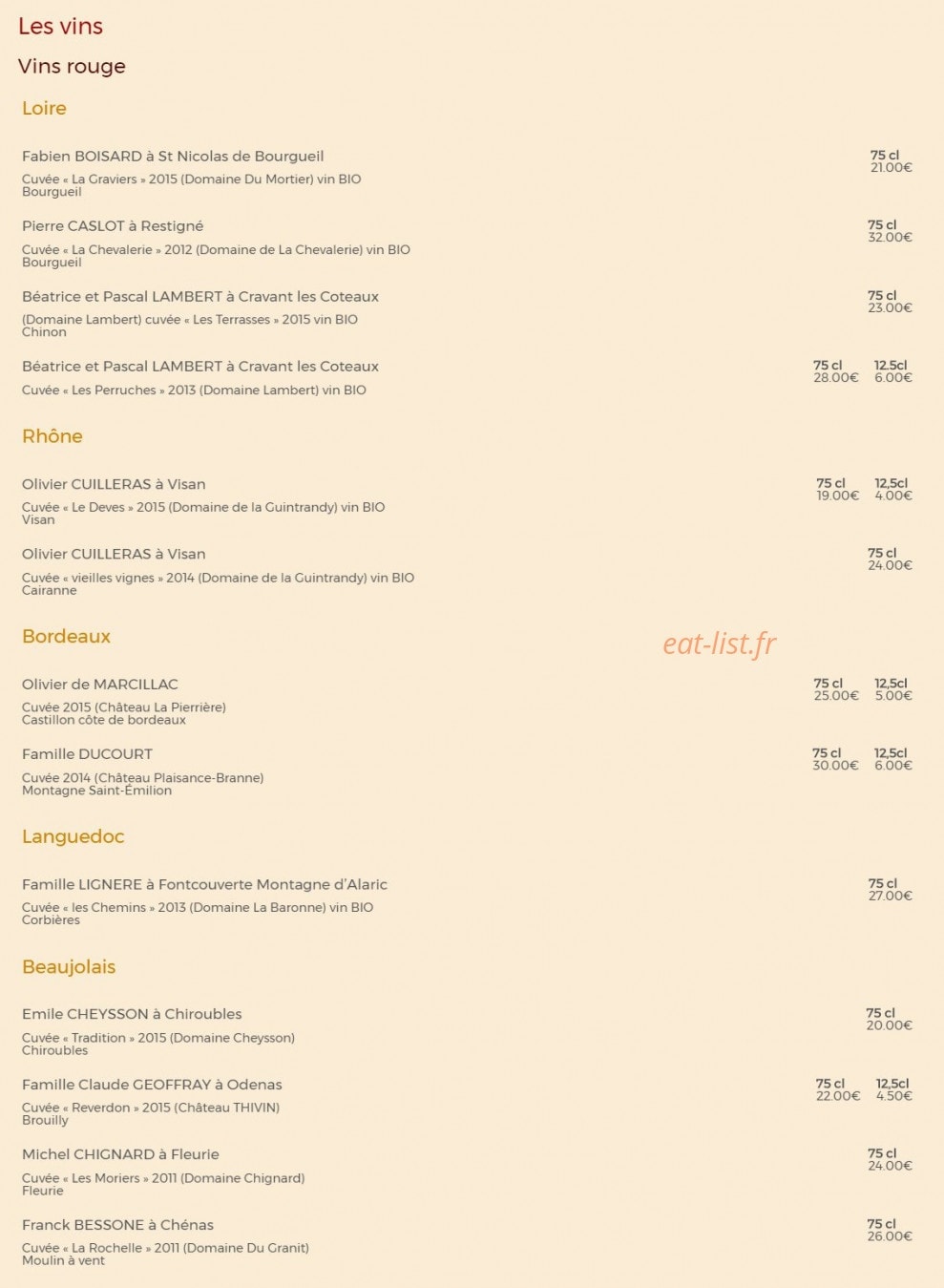 Bistrot Wattignies — carte page 4