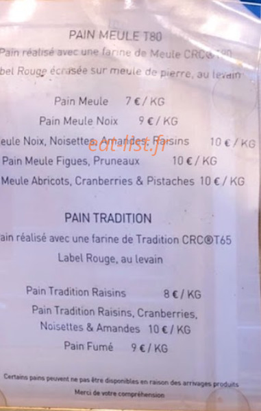 Boulangerie bo — carte page 1