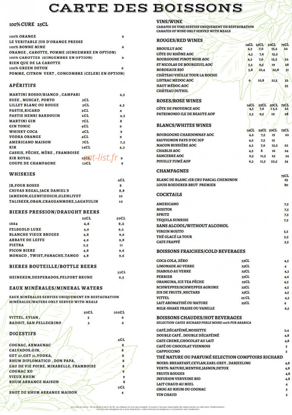 Brasserie La Tour — carte page 2