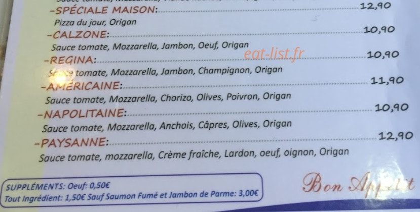 Brasserie Pizzeria d'azur — carte page 3