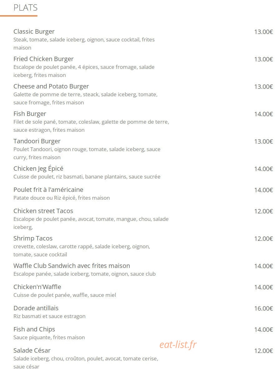 Burgers&Waffles — carte page 2