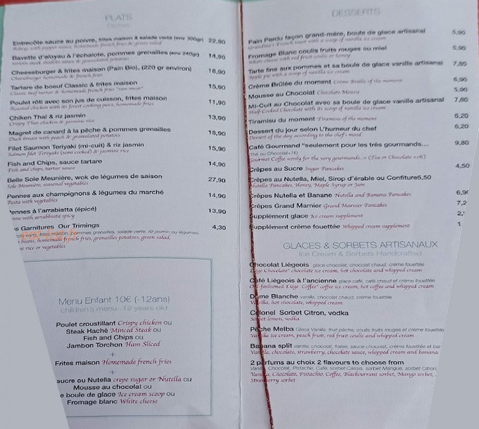 C Sters Cafe — carte page 1