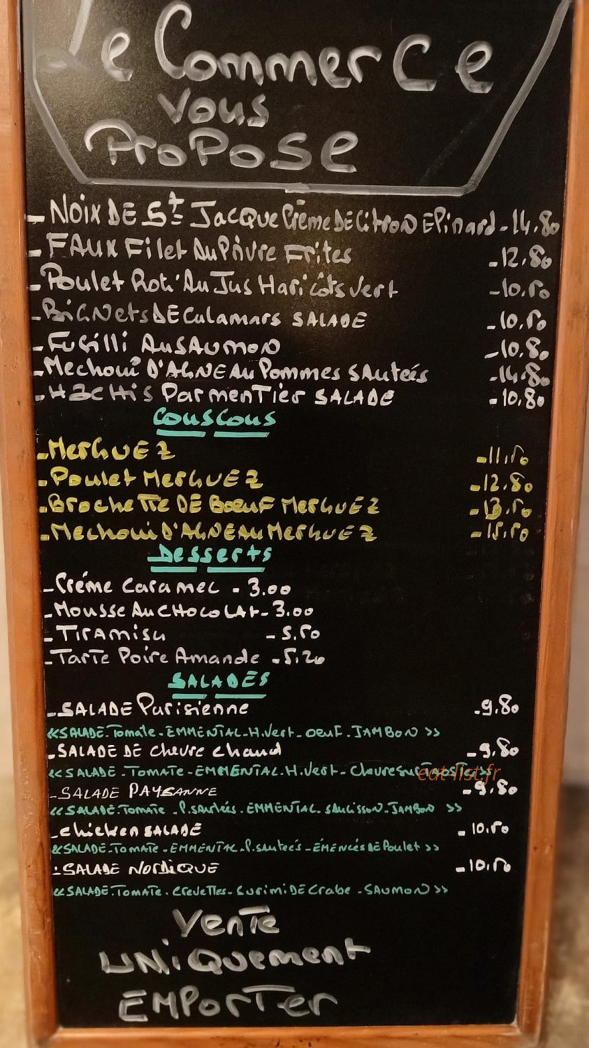 Café Le Commerce — carte page 1