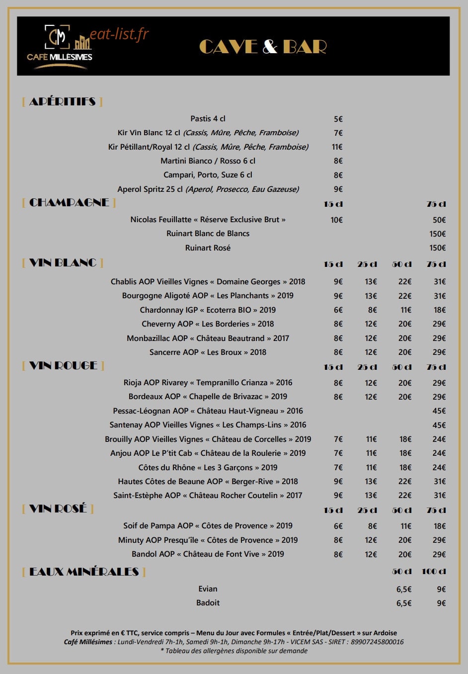 Café Millésimes — carte page 5