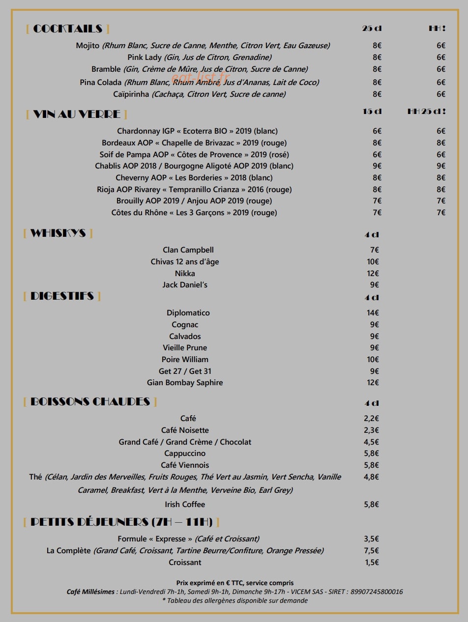 Café Millésimes — carte page 4