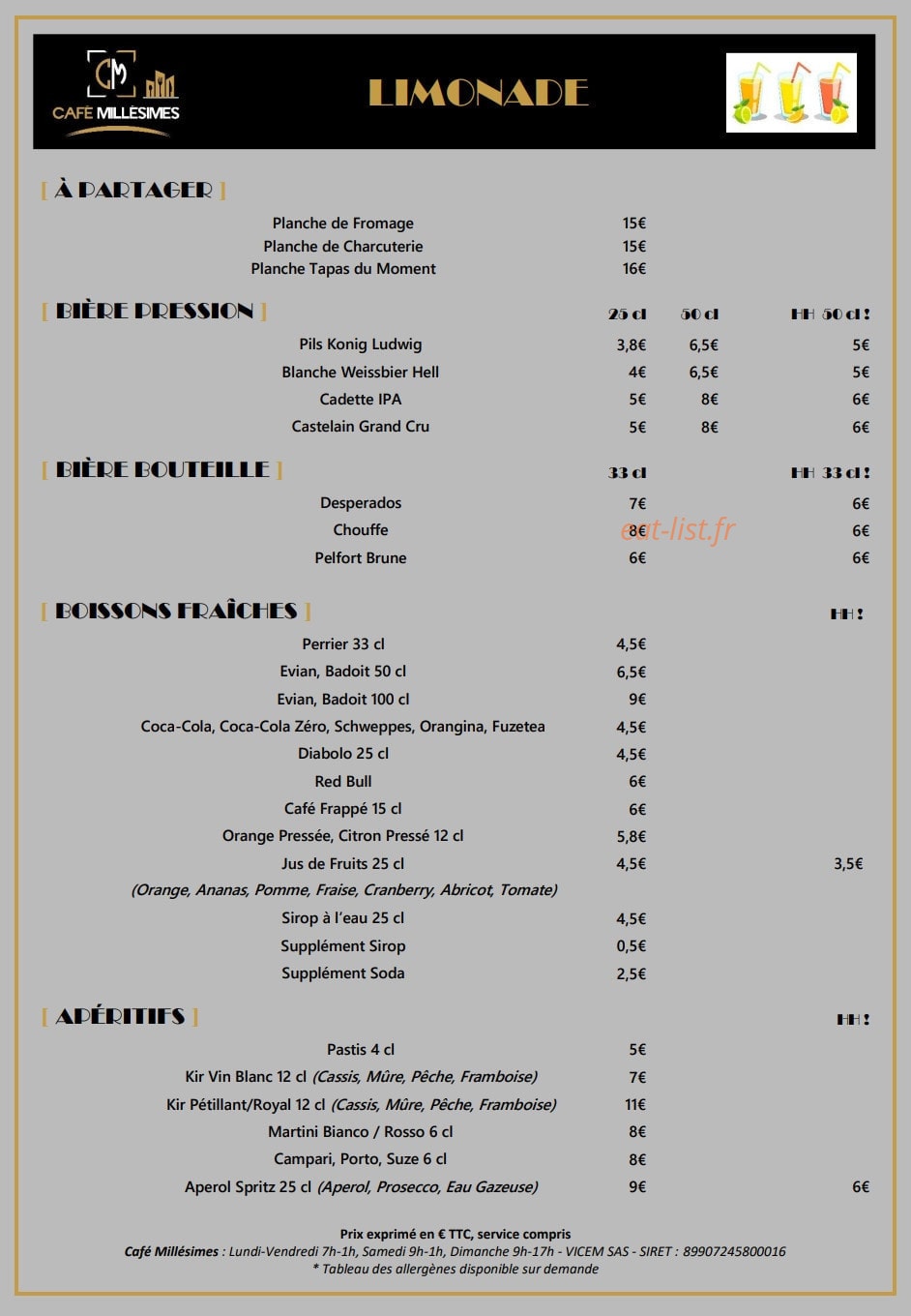 Café Millésimes — carte page 3