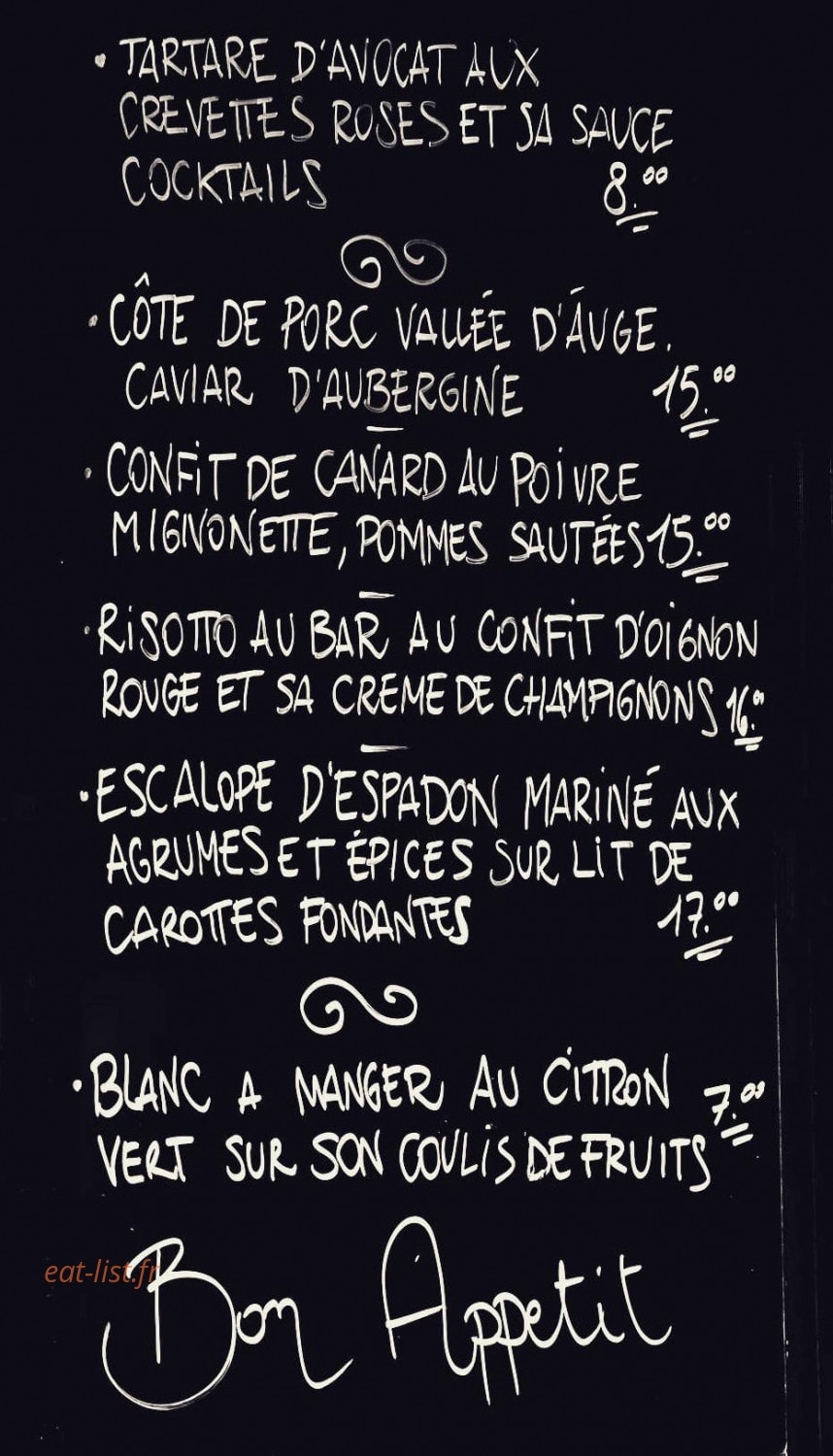 Chez Charlette — carte page 1