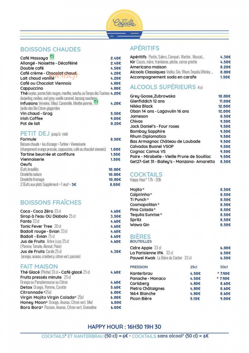 Chez Coquille — carte page 3