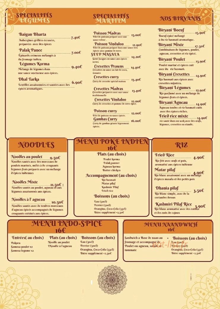 Chez Hashana — carte page 1
