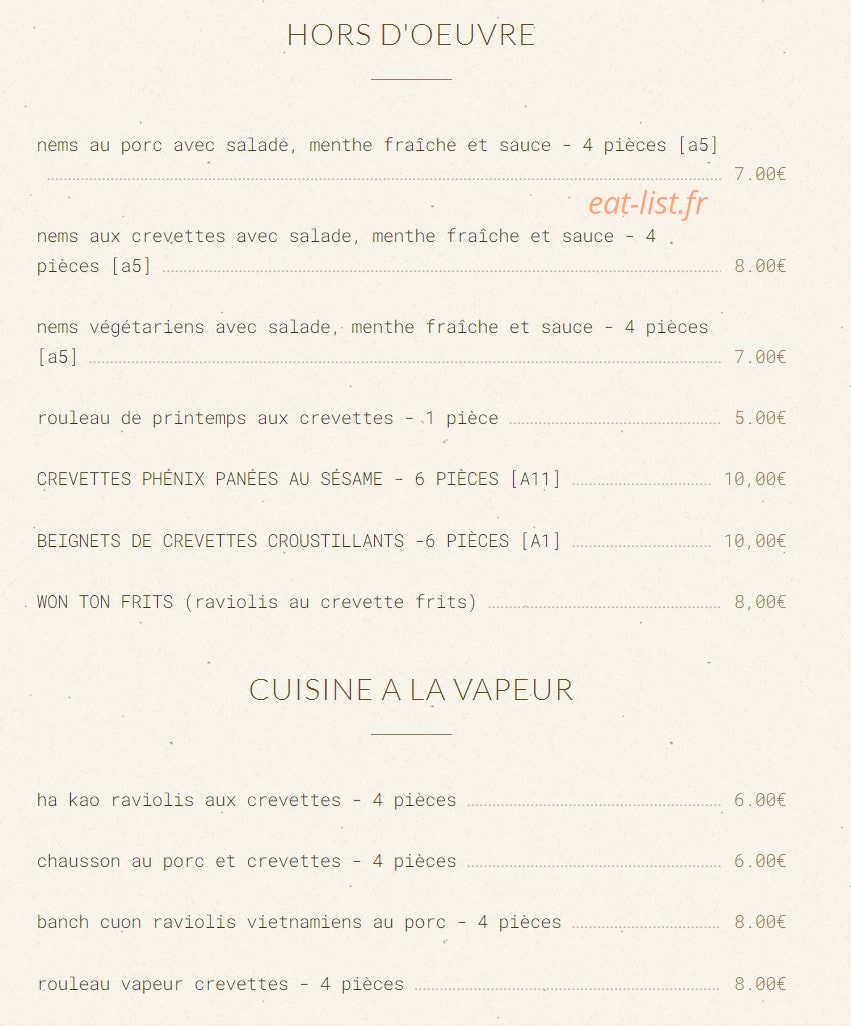 Chez Long — carte page 2