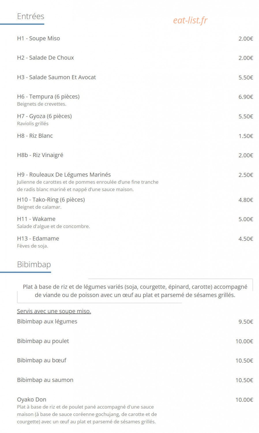 Chez Petit Hugo — carte page 1