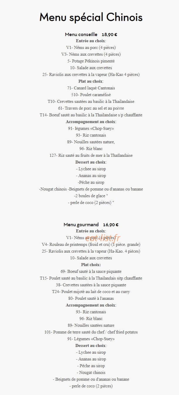 Chez Ye — carte page 14