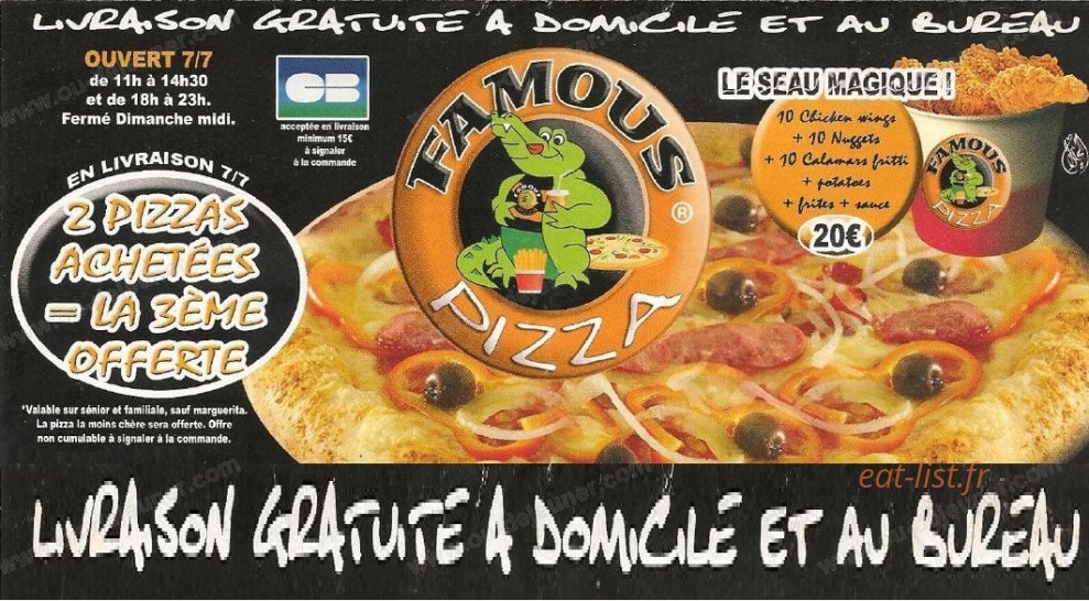famous pizza — carte page 1