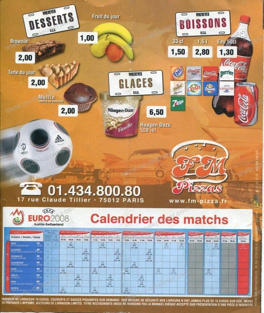 FM Pizzas — carte page 4